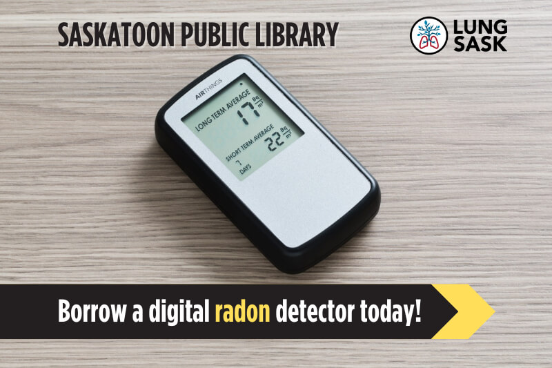 Digital radon testing device available for check-out at the Saskatoon Public Library